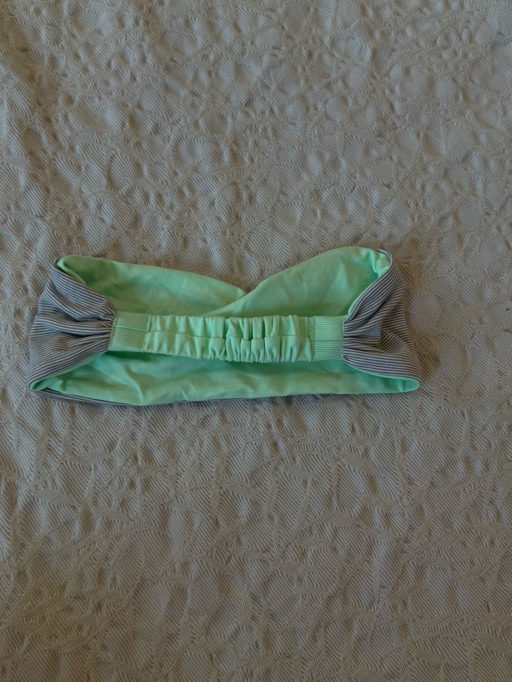 lululemon athletica Mint Green and Gray Striped Twist Headband